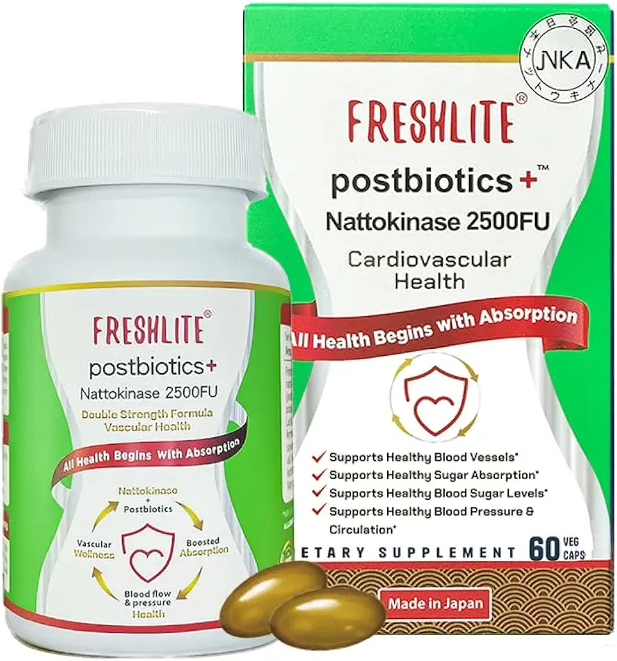 60 Capsules Nattokinase & Vegan Postbiotics W1258