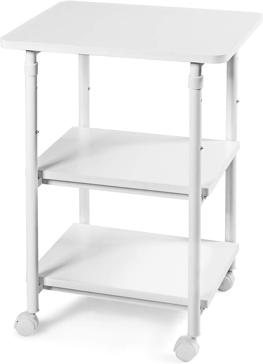 3-Tier Adjustable Rolling Printer Stand with 2 Storage Shelves N175152