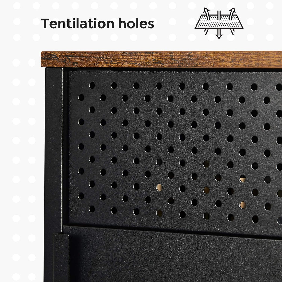 Rustic Brown and Black Nightstand with Door P378387