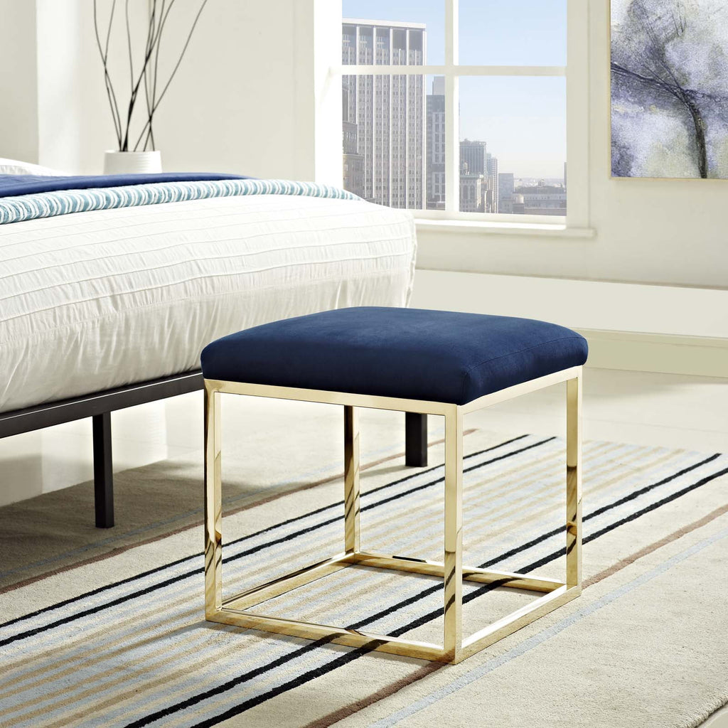 Gold Navy Velvet Accent Chair Ottoman A588