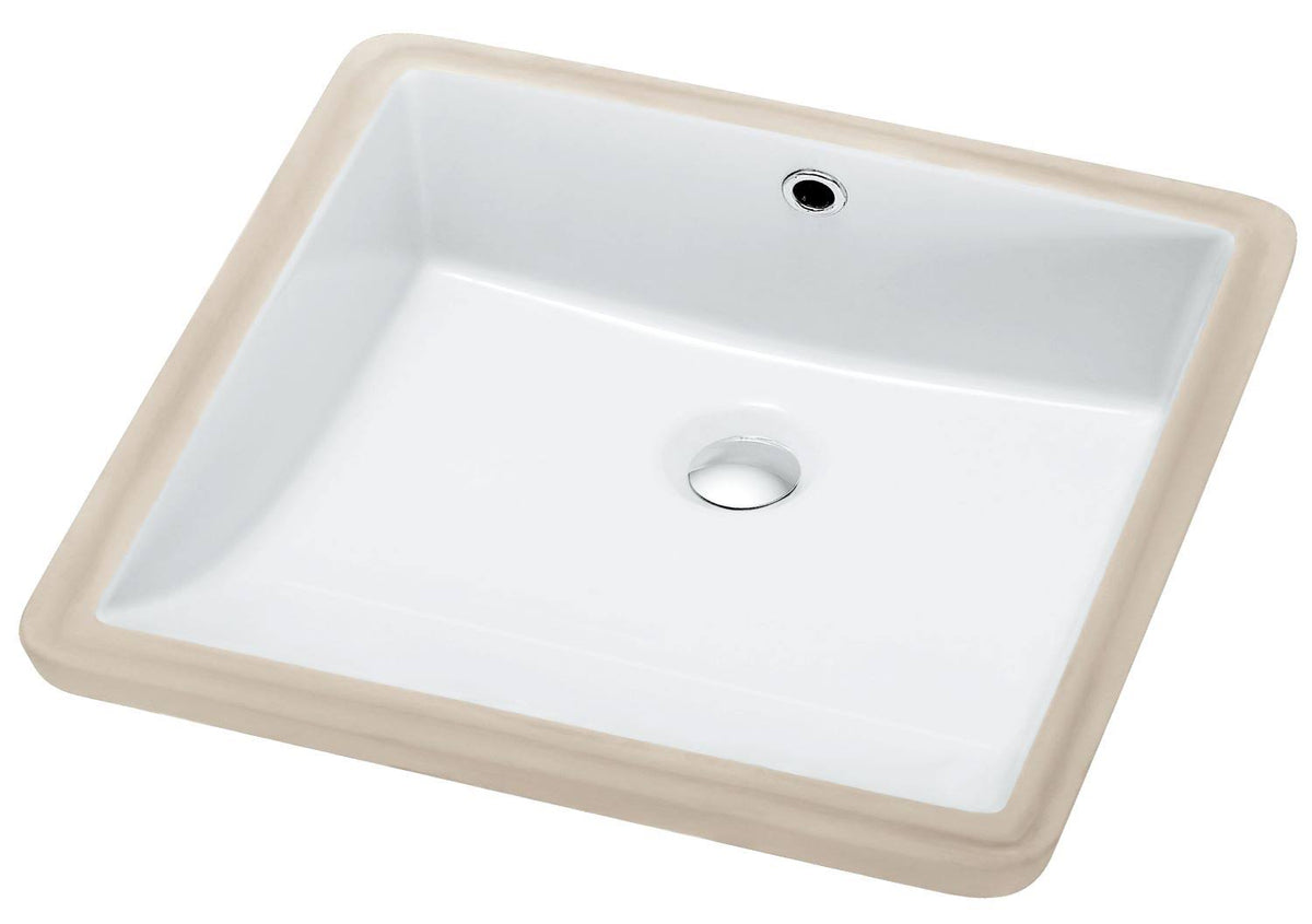 White Under Counter Mount Square Basin with Overflow Hole H34356