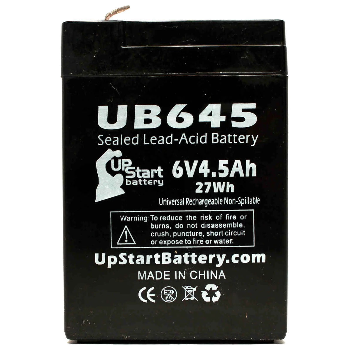 6V 4.5Ah Sealed Lead Acid Battery 5 Pack with Terminal Adapters P83931