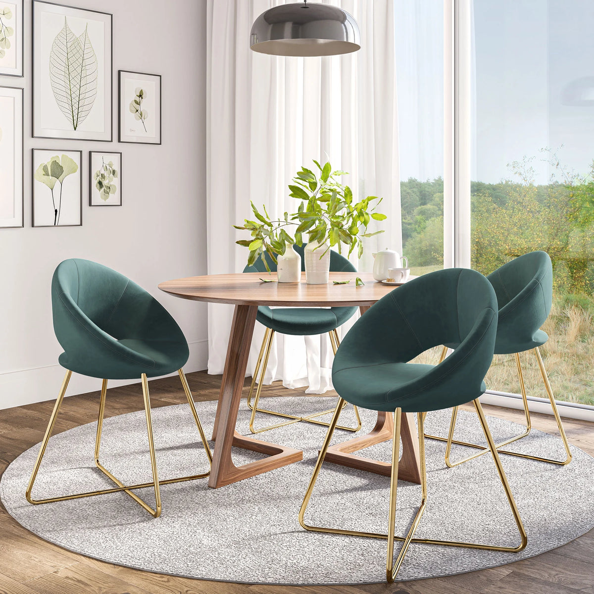 Set of 2 Velvet Accent Chair with Golden Metal Base U112503