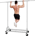 Heavy Duty Metal Clothes Rack with Wheels & Shelves B41245