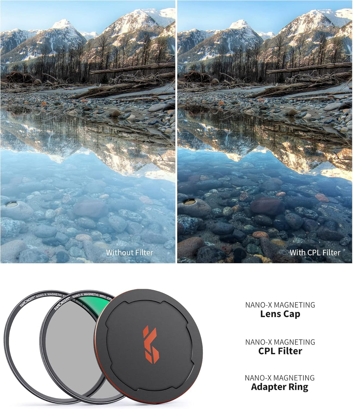 55mm Circular Polarizing Filter Kit with Adapter Ring and Lens Cap T17080