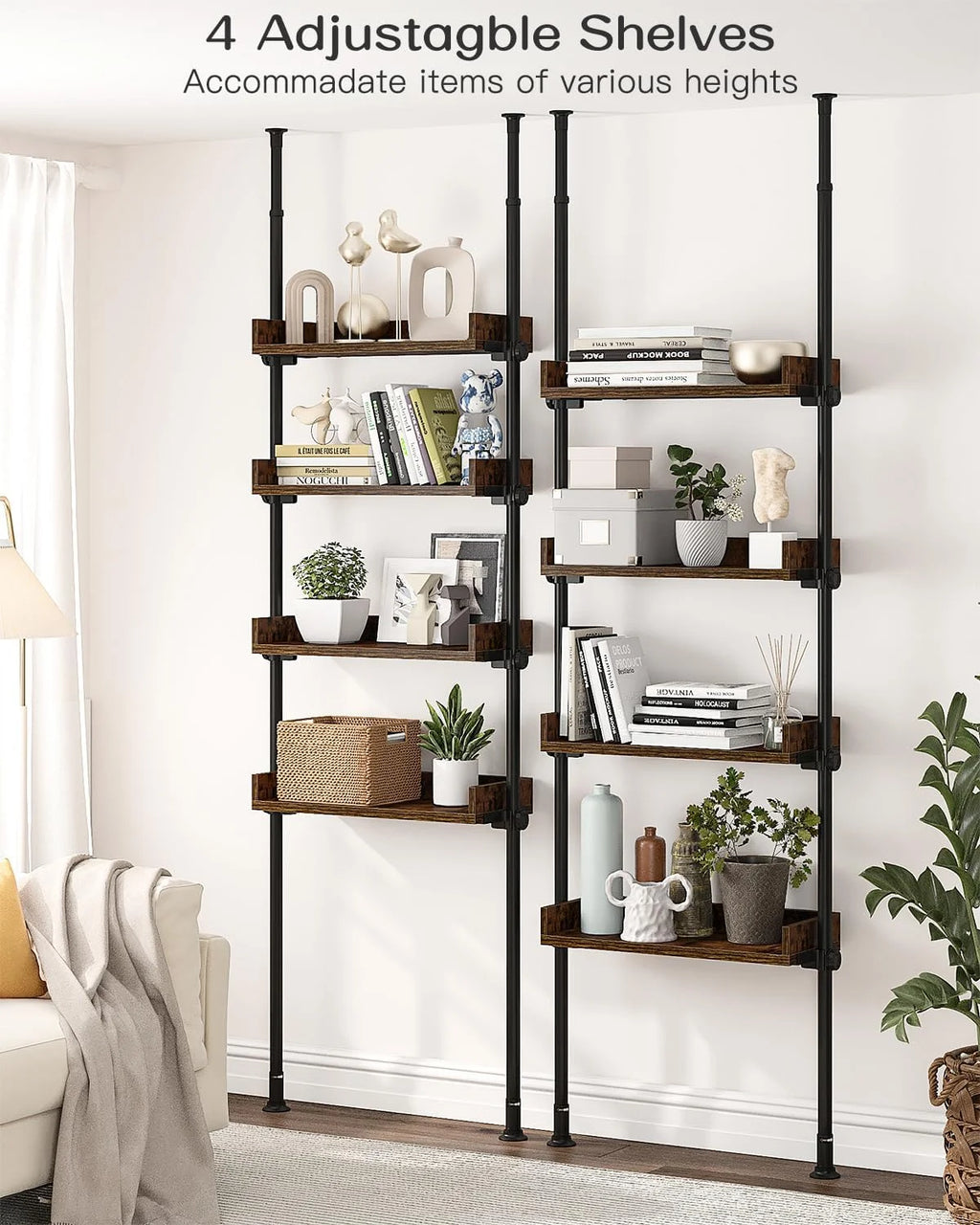 4-Tier Adjustable Wood Bathroom Storage Shelves G304