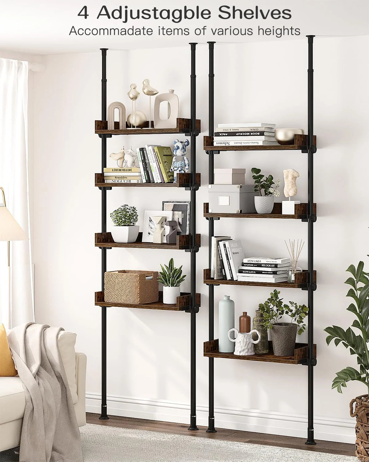4-Tier Adjustable Wood Bathroom Storage Shelves G304