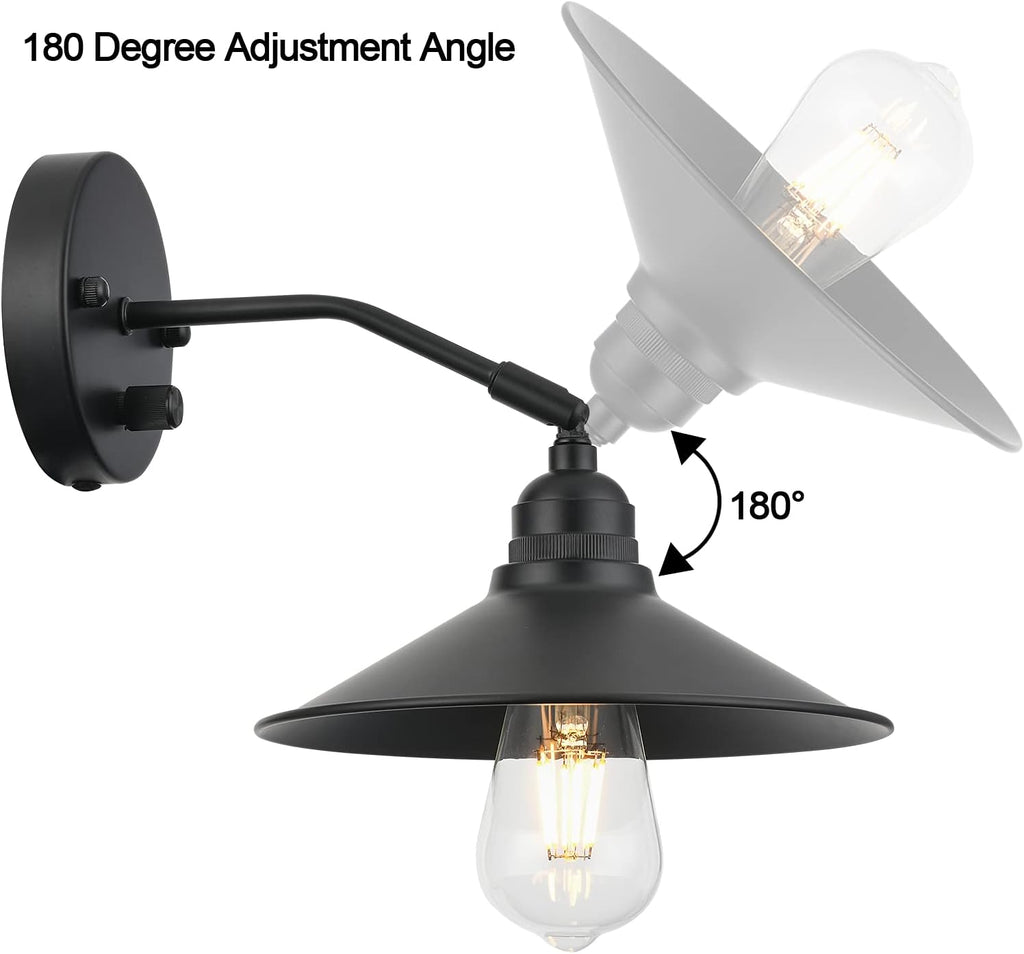 Matt Black Metal Wall Sconce with on/Off Switch B590