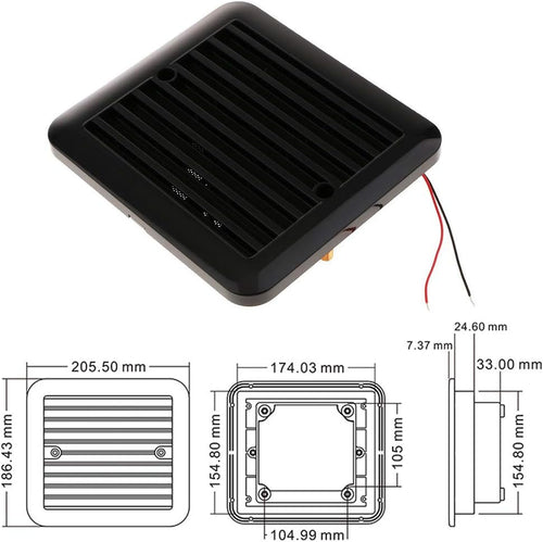 12V One-Way Ventilation Fan for Car RV Van (Black) F7293