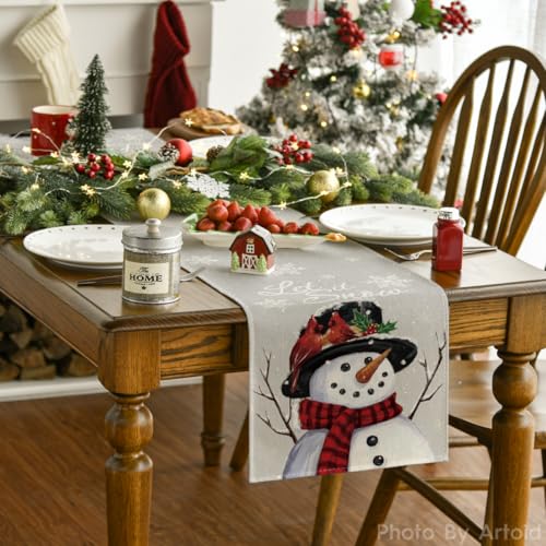 Red Snowman Winter Table Runner 13x72 Inch N1906