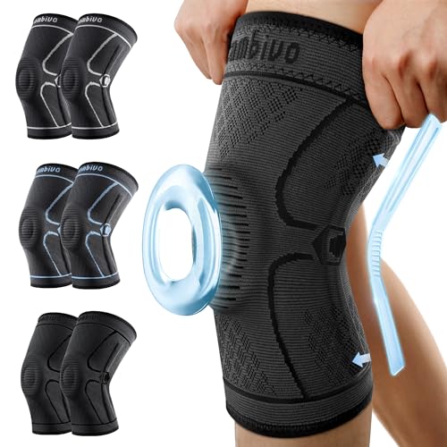 2 Pack Knee Compression Sleeves with Side Stabilizers & Patella Gel Pad V4843
