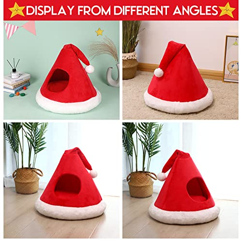 Cat Bed Christmas Hat Cat Tent House 2 in 1 Removable Triangle Pet Teepee X539200