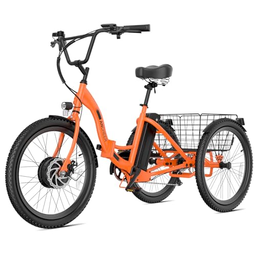 350W Electric Tricycle 24" Folding 3 Wheel Electric Bike with Rear Basket G925