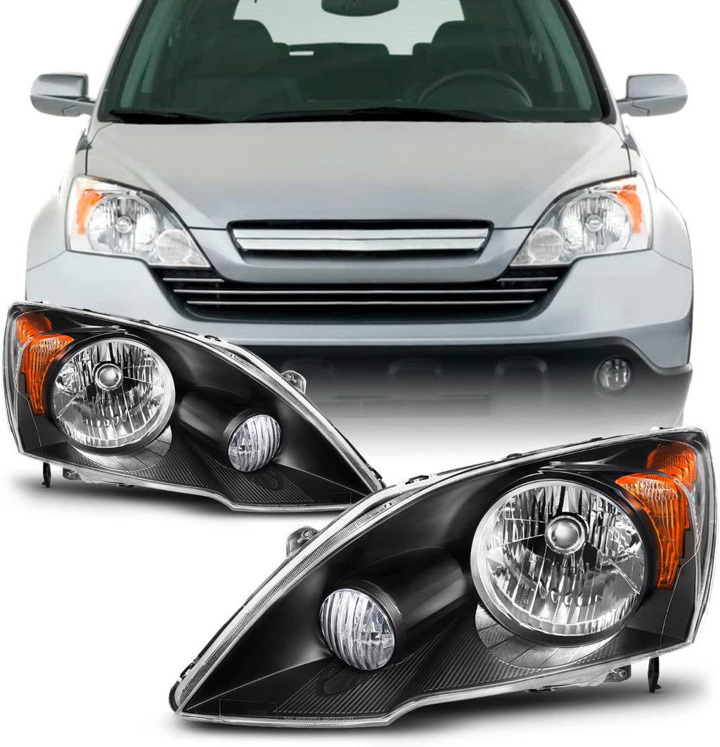 Black Honda CR-V Driver and Passenger Side Headlights Pair Z72498