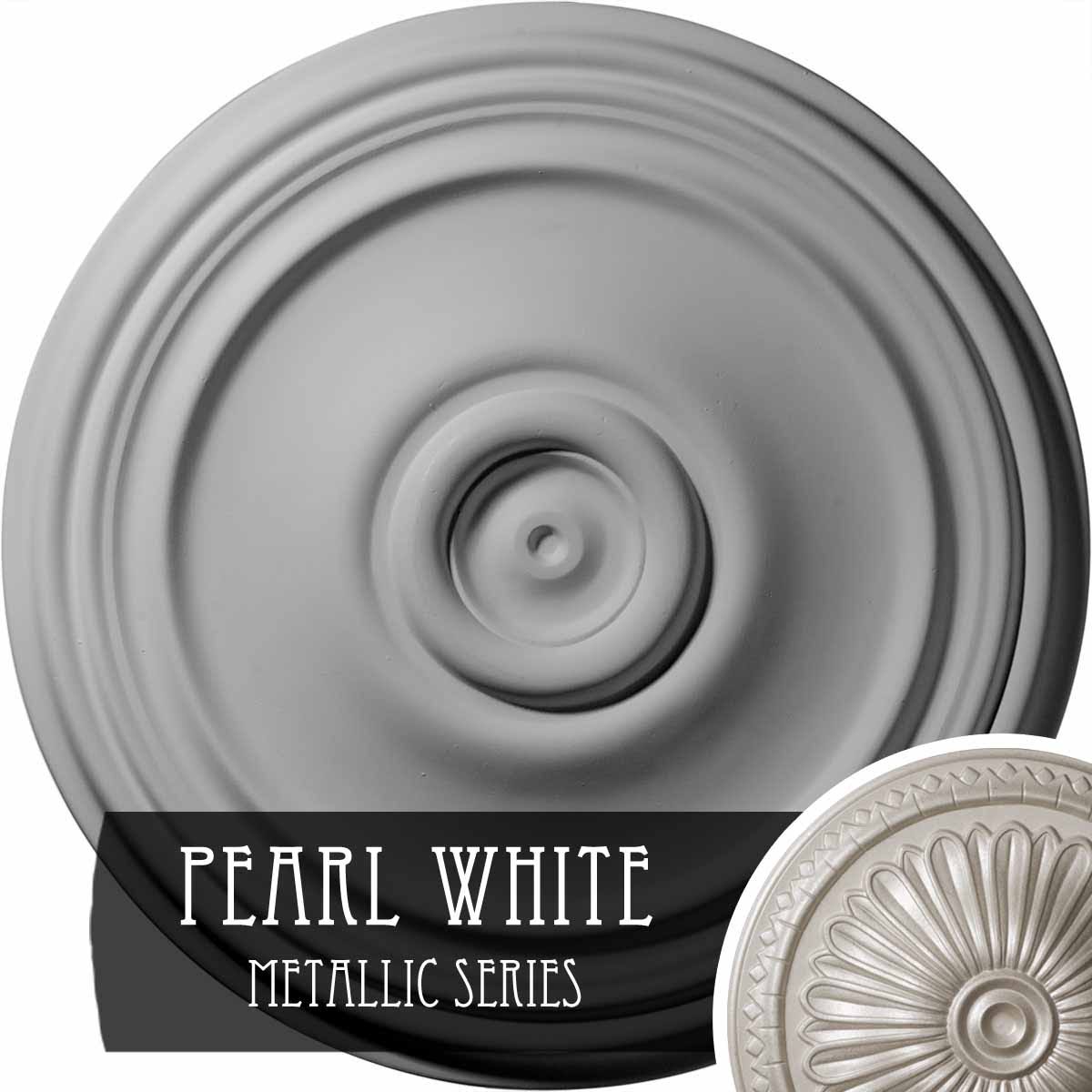21 inch x 1 1/4 inch Hand-Painted Pearl White Beige Ceiling Medallion E58026
