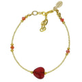 Ruby Red Murano Glass Heart Bracelet G25829
