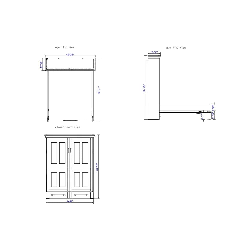 Queen Solid Wood Murphy Wall Bed H804