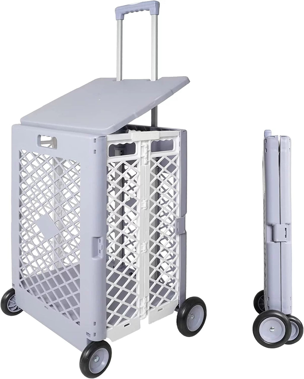 Foldable Rolling Crate with Lid Wheels, Gray S4848