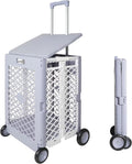 Foldable Rolling Crate with Lid Wheels, Gray S4848
