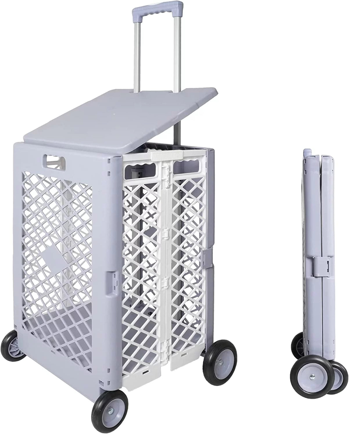 Foldable Rolling Crate with Lid Wheels, Gray S4848