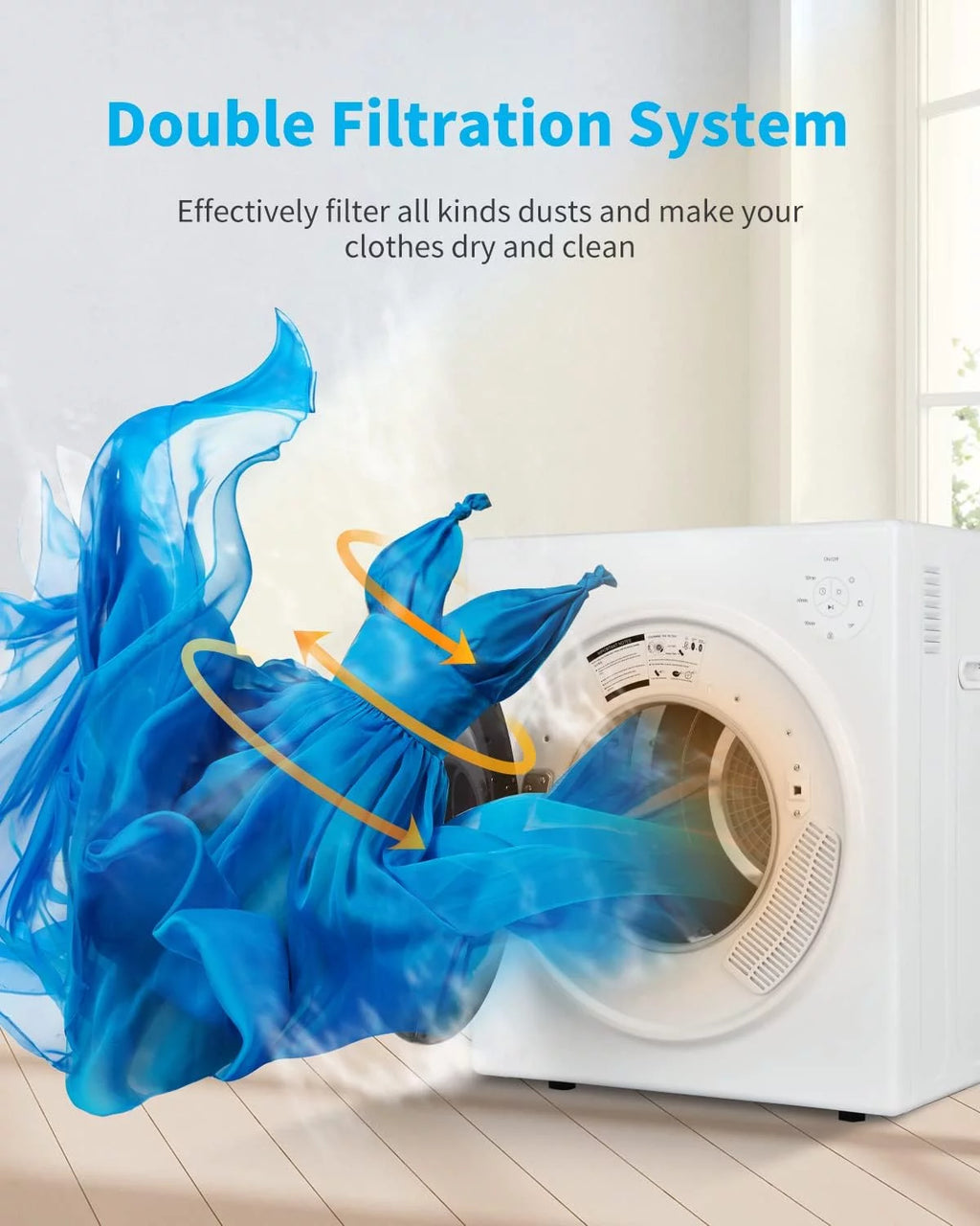 White 13lbs Portable Clothes Dryer with Stainless Steel Tub M1619