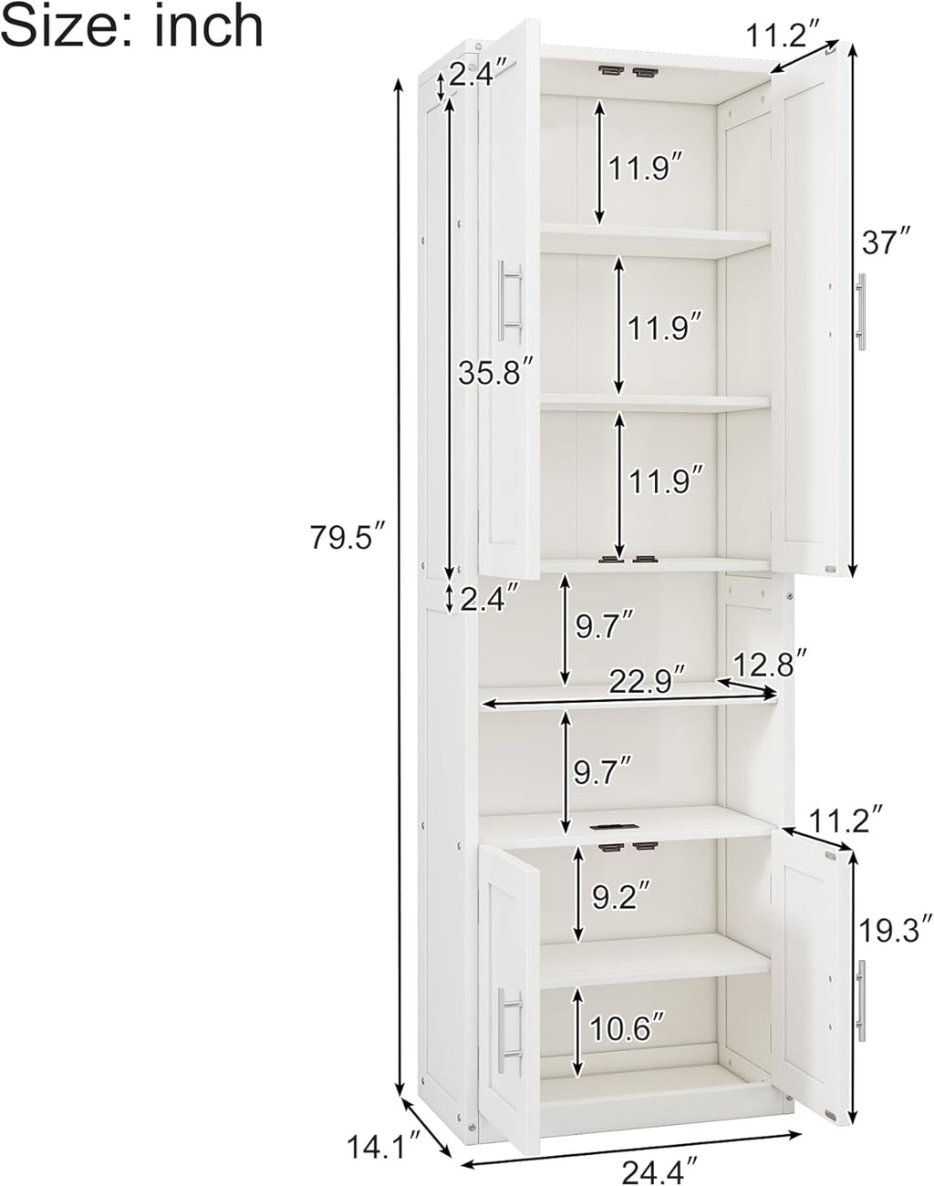 White Queen Size Solid Pine Murphy Bed with Desk and Storage Cabinet H528