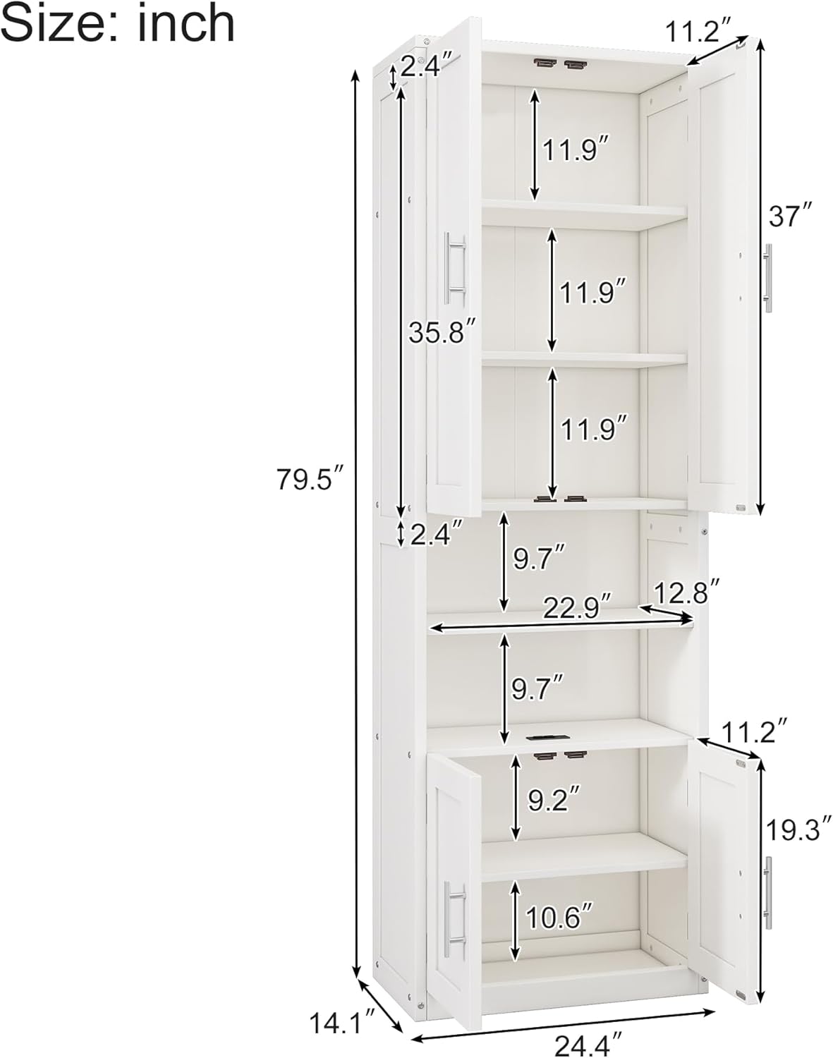 White Queen Size Solid Pine Murphy Bed with Desk and Storage Cabinet H528