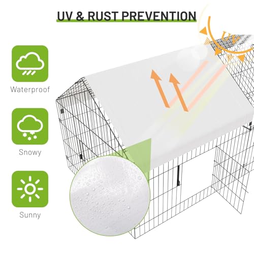 Large Metal Chicken Coop with Run, 9.8×13.1×6.6ft Walk-in Poultry Cage with Cover S531516