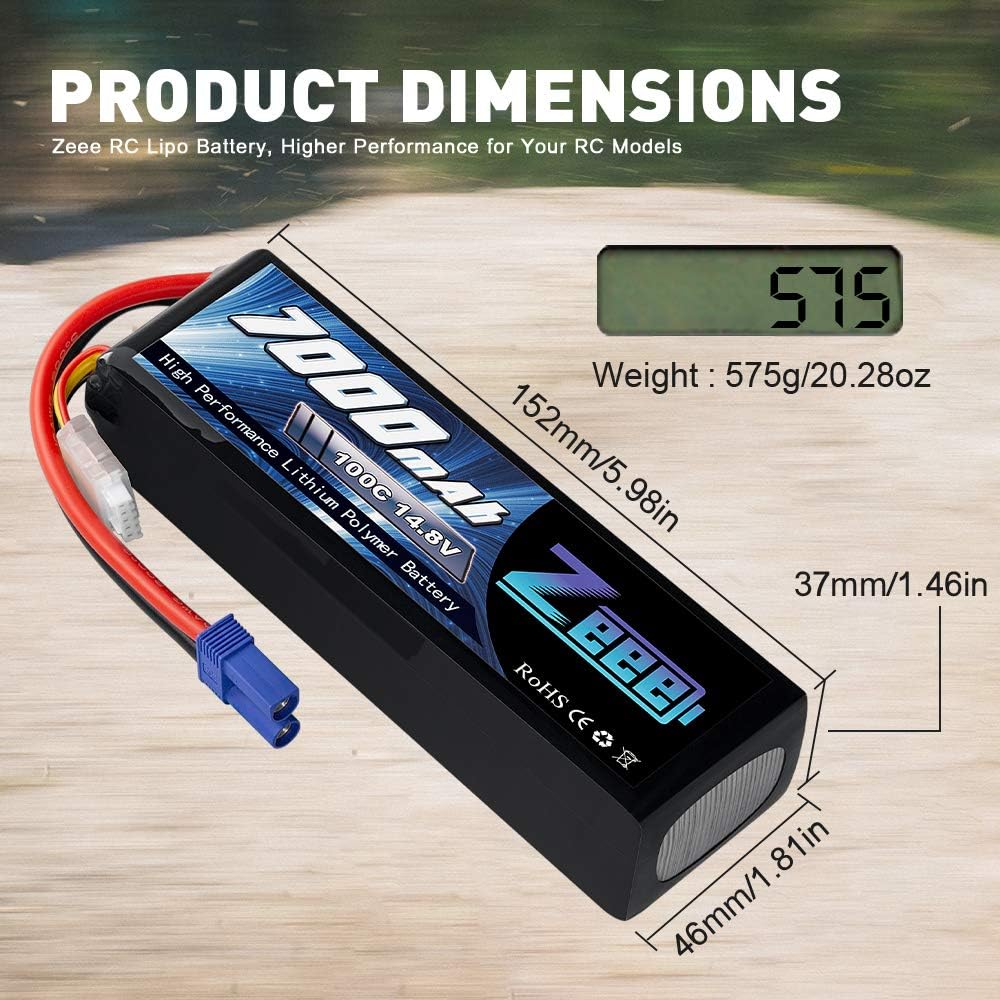 14.8V 4S 100C 7000mAh Lipo Battery with EC5 Connector 2 Pack P555