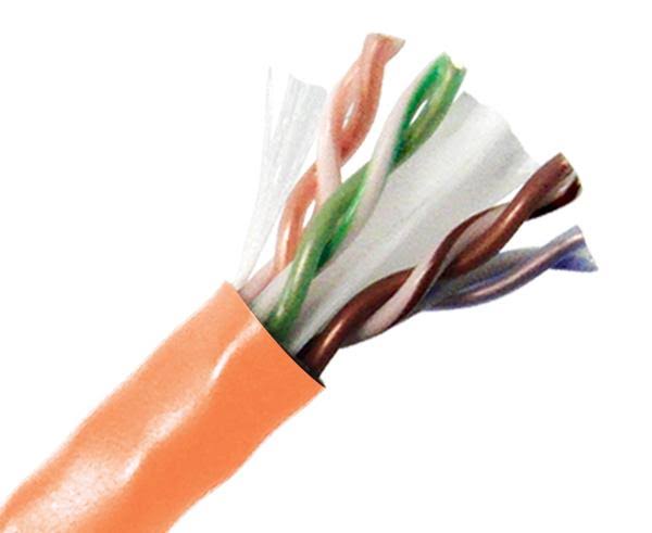 Cat6 Unshielded Plenum Bulk Ethernet Cable, 23 AWG, 1000ft Orange Y40448