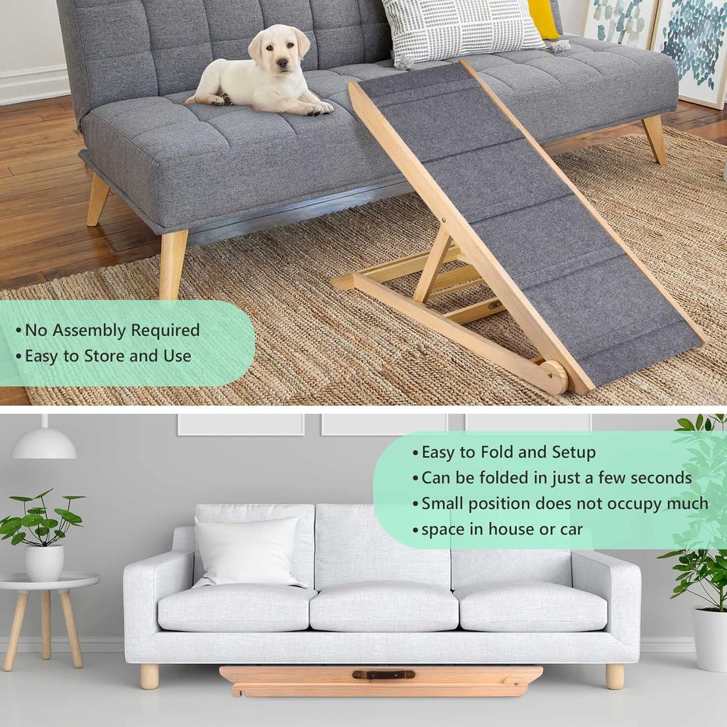 Wooden Adjustable Folding Dog Ramp for Bed Couch Car F109