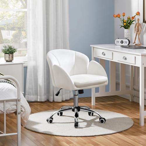 Pink Upholstered Swivel Desk Chair with Armrests V836