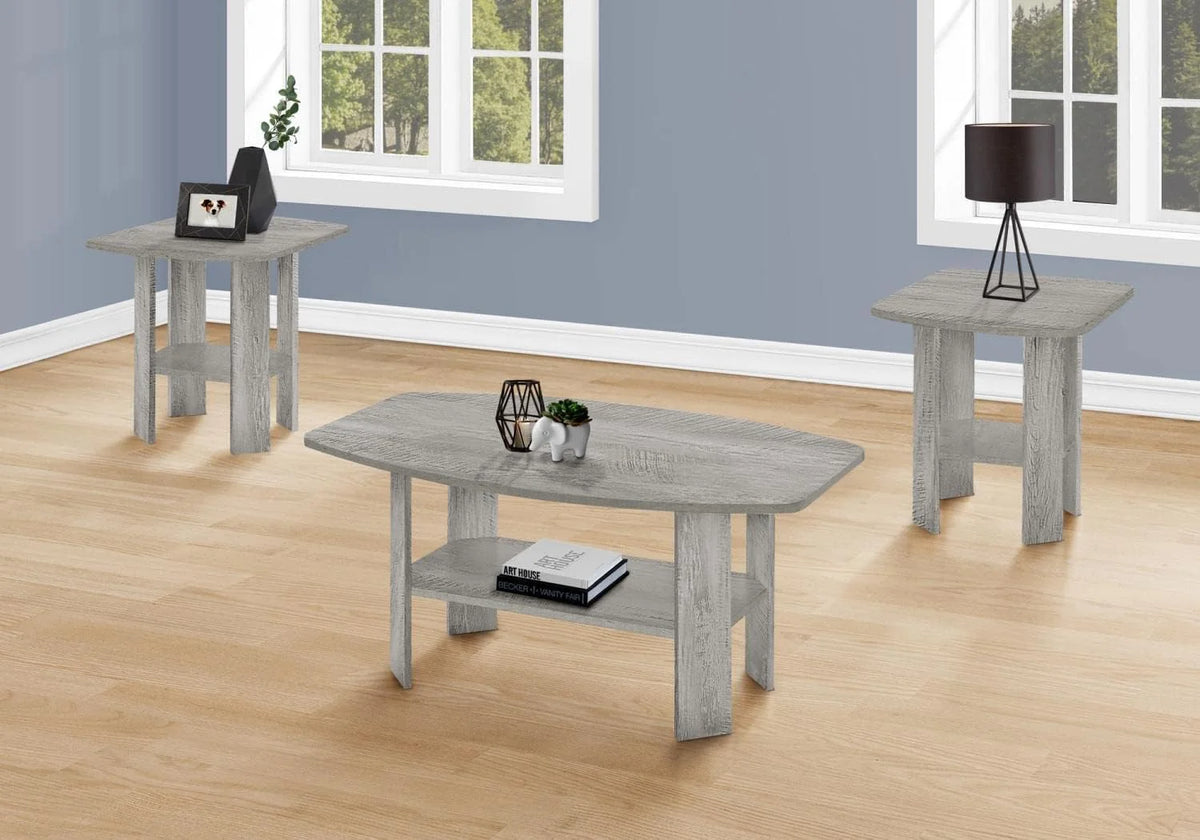 Grey Laminate 3Pcs Coffee End Side Table D551