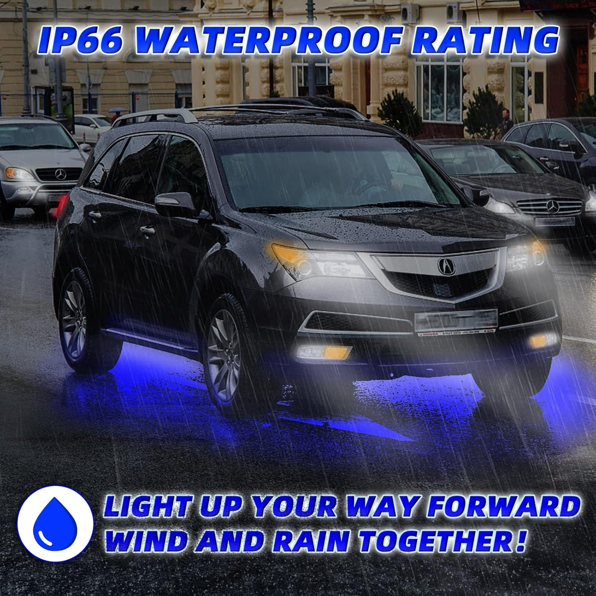 RGB Dimmable Waterproof Car LED Strip Lights Kit Pack of 2 M209