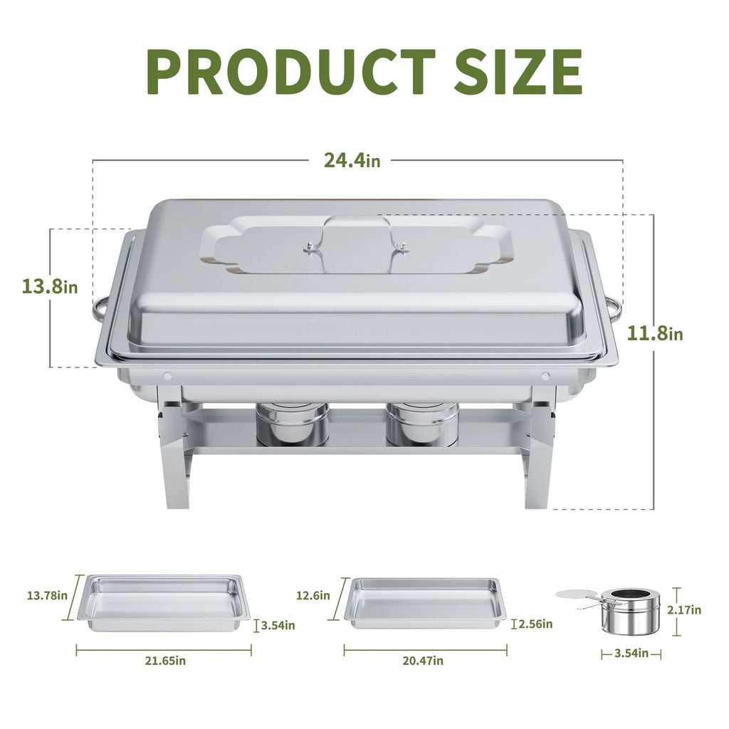 2 Pack 8QT Stainless Steel Chafing Dish Buffet Set K301837