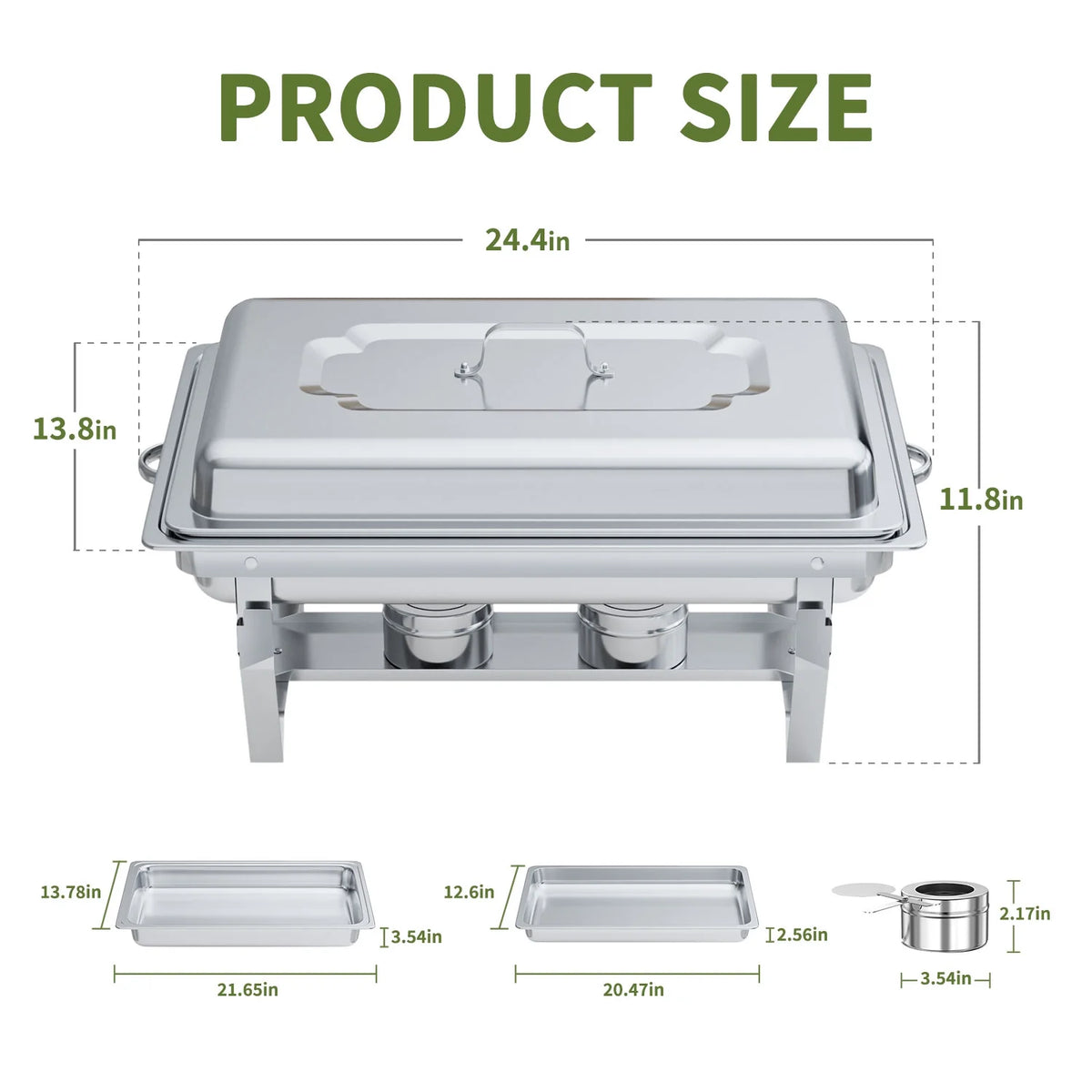 2 Pack 8QT Stainless Steel Chafing Dish Buffet Set K301837
