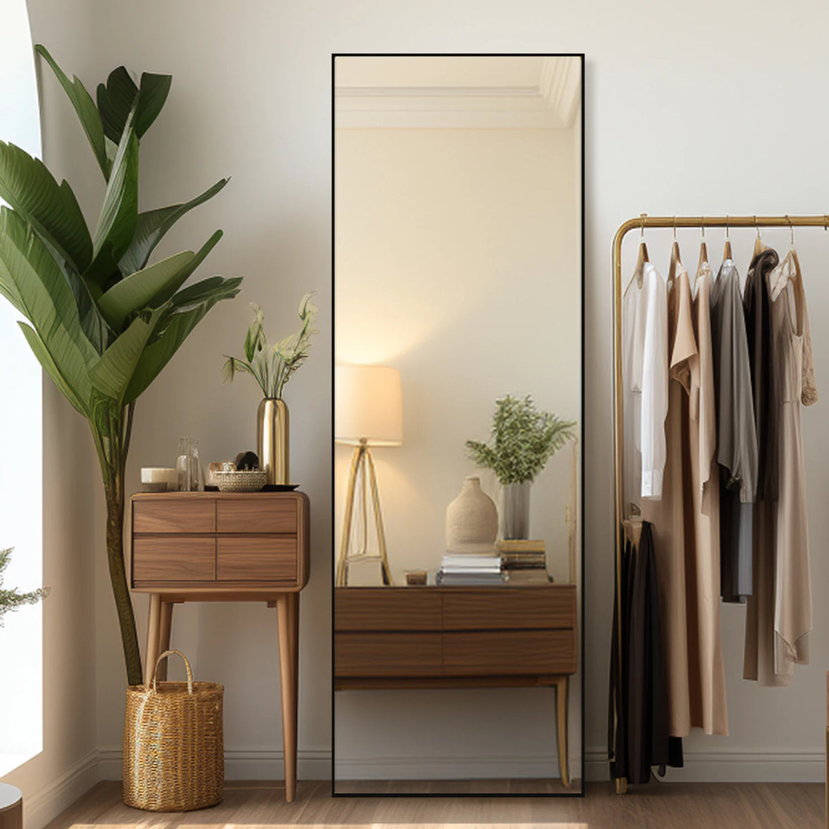 64"x21" Black Full Length Standing Mirror X929848