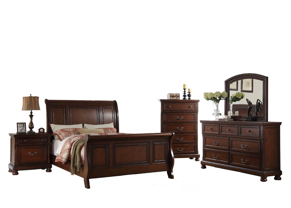 Cherry Veneer 6pc Cal King Size Bedroom Furniture Set G434