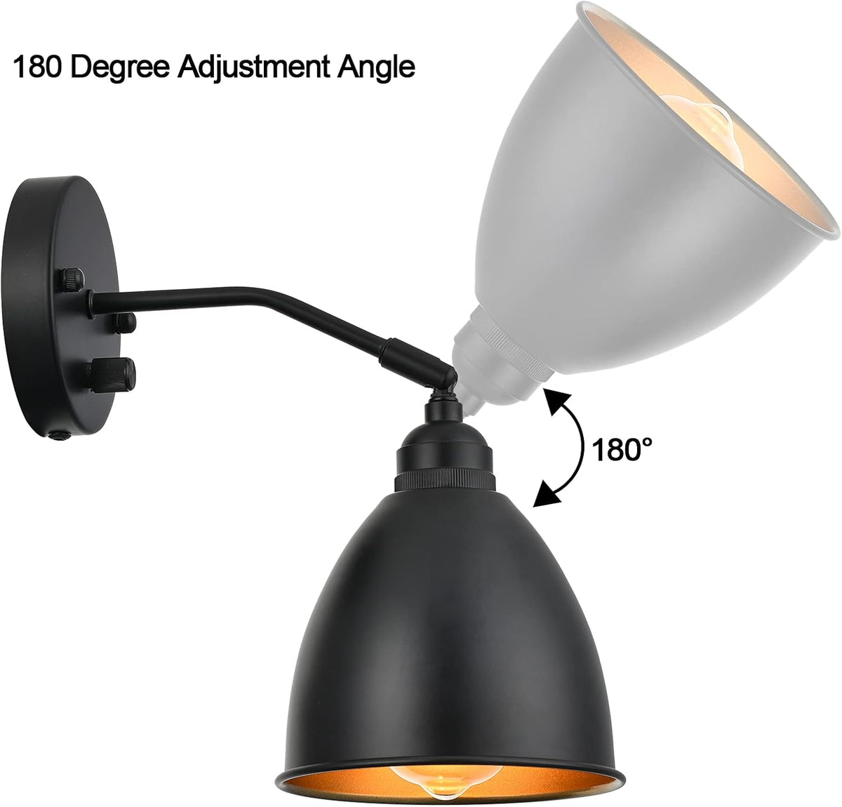 Matt Black Metal Wall Sconce with on/Off Switch B590