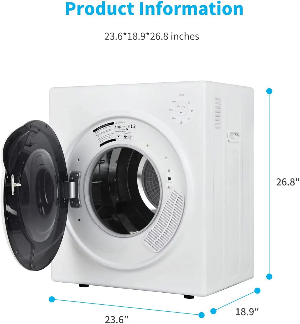 White 13lbs Portable Clothes Dryer with Stainless Steel Tub M1619
