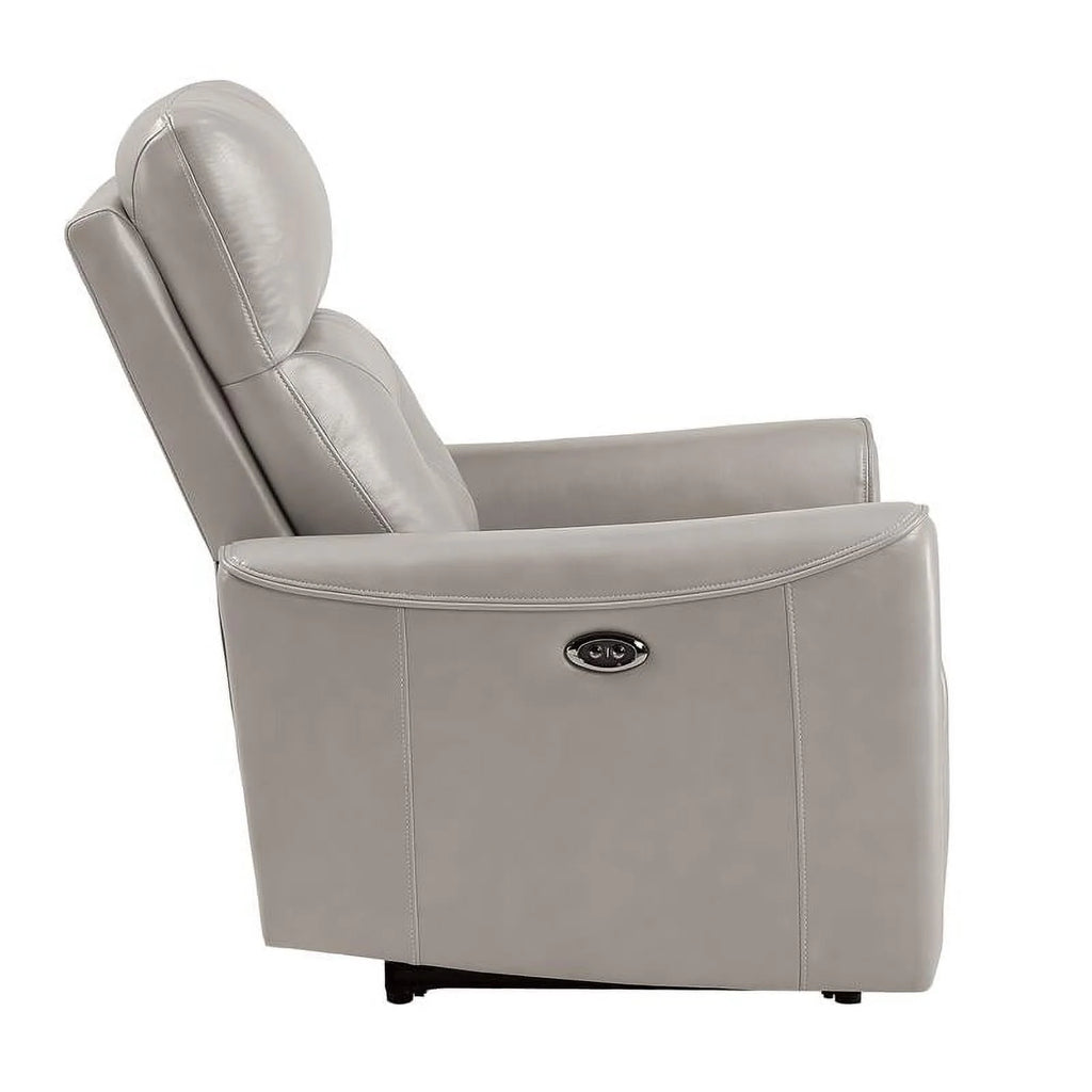 Faux Leather Power Reclining Chair with USB Port in Light Gray G5651