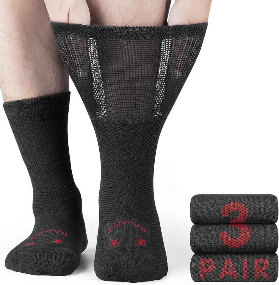 Merino Wool Diabetic Socks for Men Women Thick Warm Loose Fit Non Binding T688931