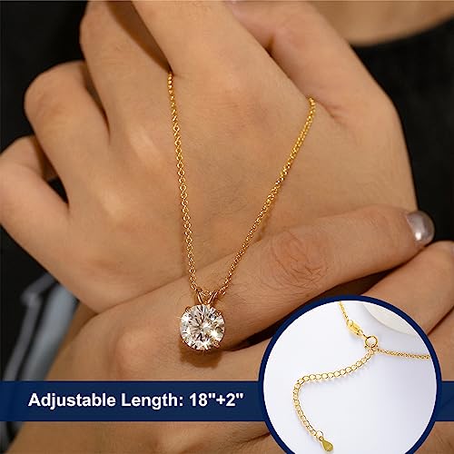 0.1CT-12.0CT Lab Created Diamond Pendant 18K White Yellow Gold Plated Sterling Silver Round Moissanite Solitaire Necklace J8664