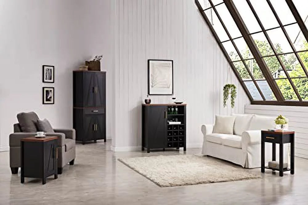 Black Sideboard Buffet Wine Liquor Bar Cabinet D5319