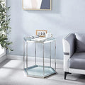 20 inch Tempered Glass End Table with Stainless Steel Frame A195