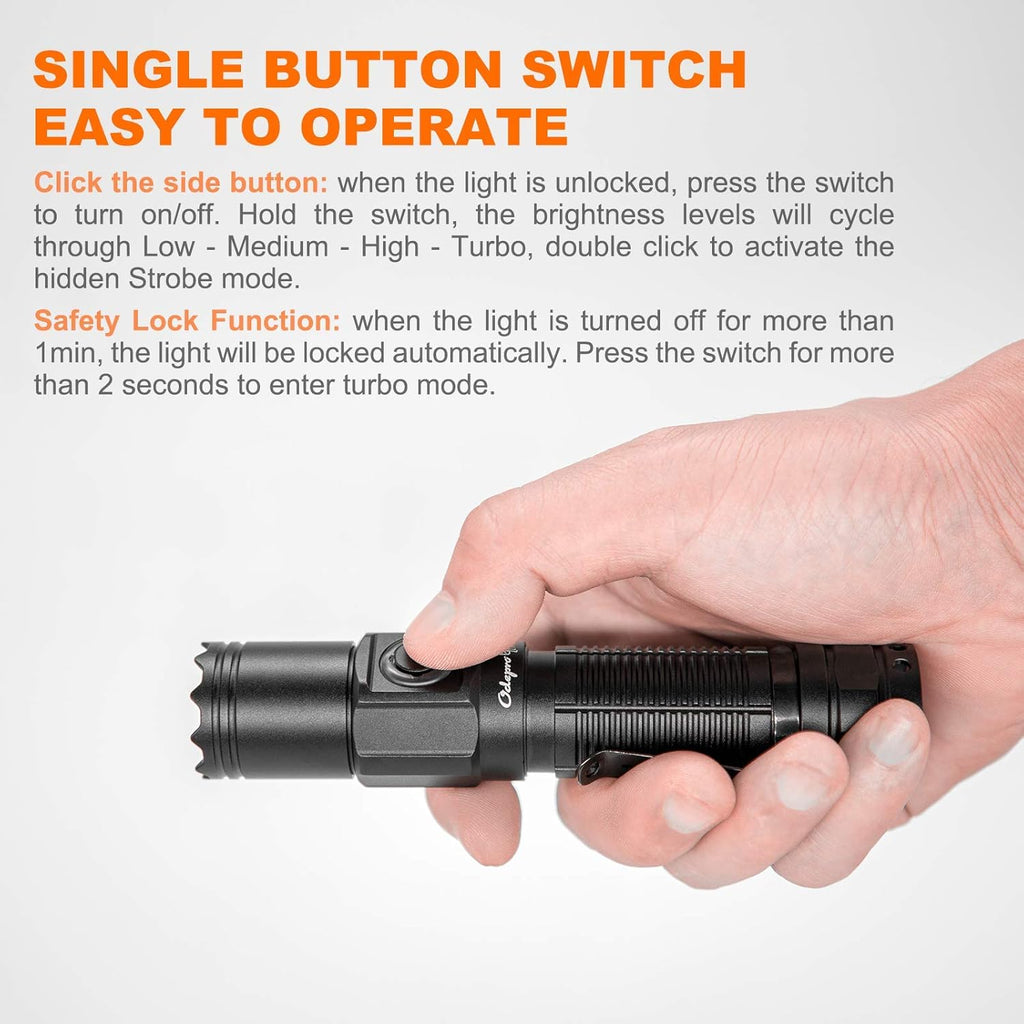1200 Lumen LED Rechargeable Flashlight with Power Display, IP67 Waterproof, 5 Light Modes W37802