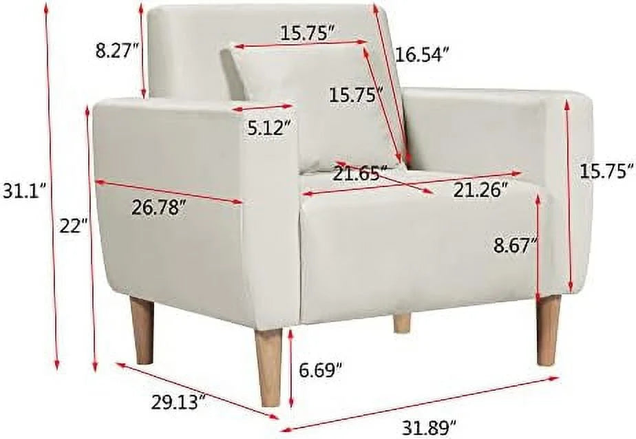 Gray Polyester Accent Chair with Toss Pillow M348