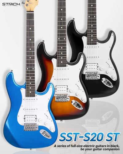 39" Full Size Electric Guitar HSS Pick Up with 10W Amp, Bag, Digital Tuner, Capo, Strap, String, Cable, Picks M6362