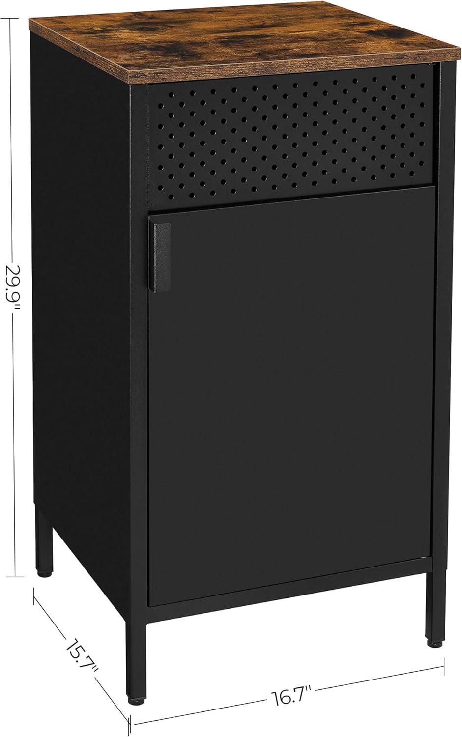 Rustic Brown and Black Nightstand with Door P378387
