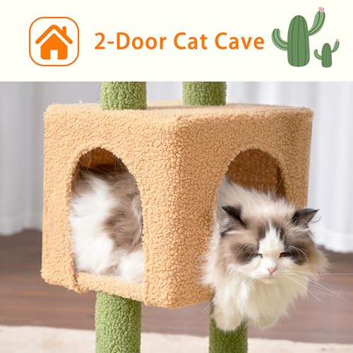 39.4 Inches Cat Tree with Scratching Post, Sisal Pole, Soft Platform, 2 Baskets and Dangling Toy H5220